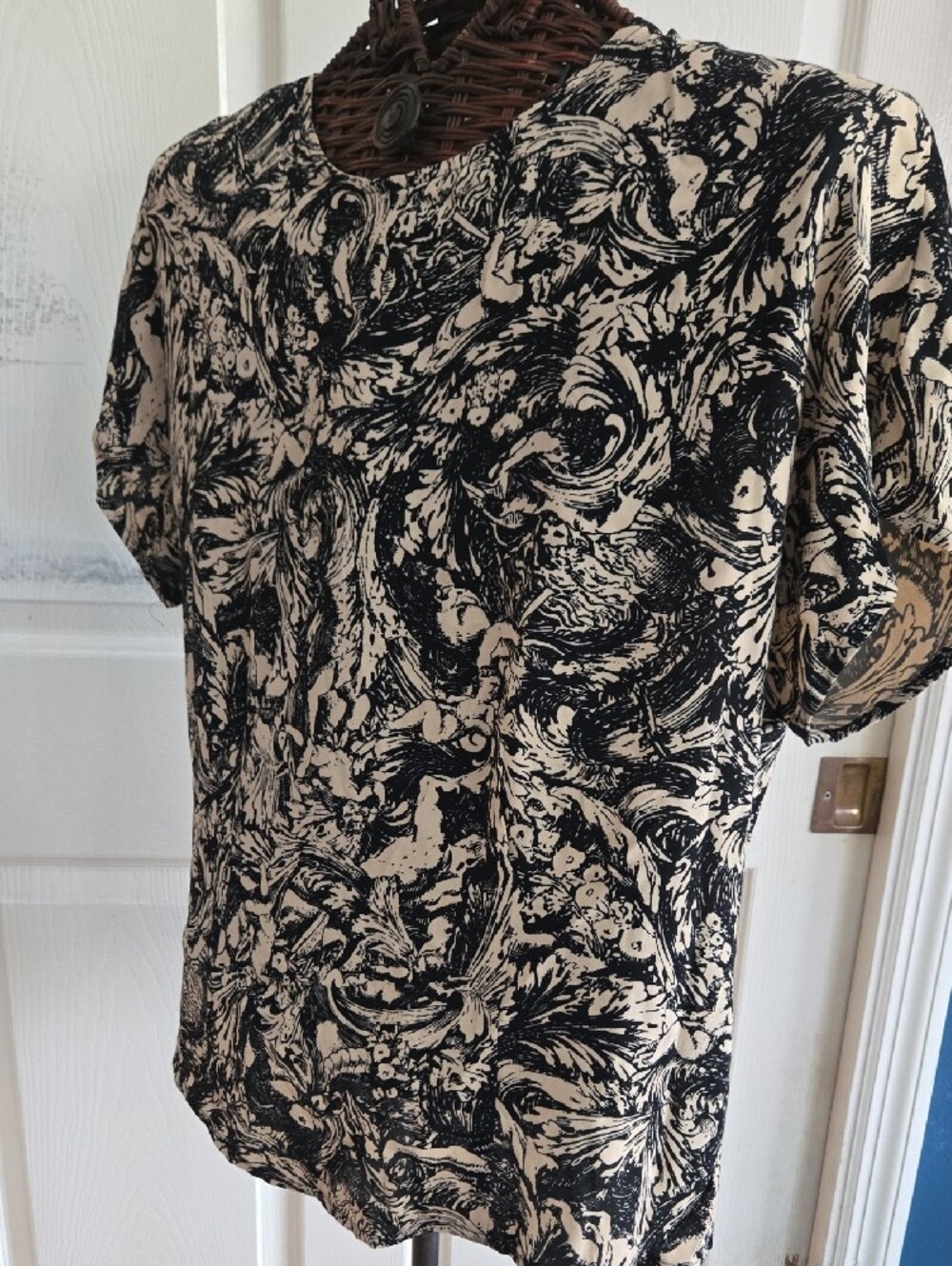 Carole Little Black and Cream Abstract Floral Short Sleeve Tee - Picture 8 of 8